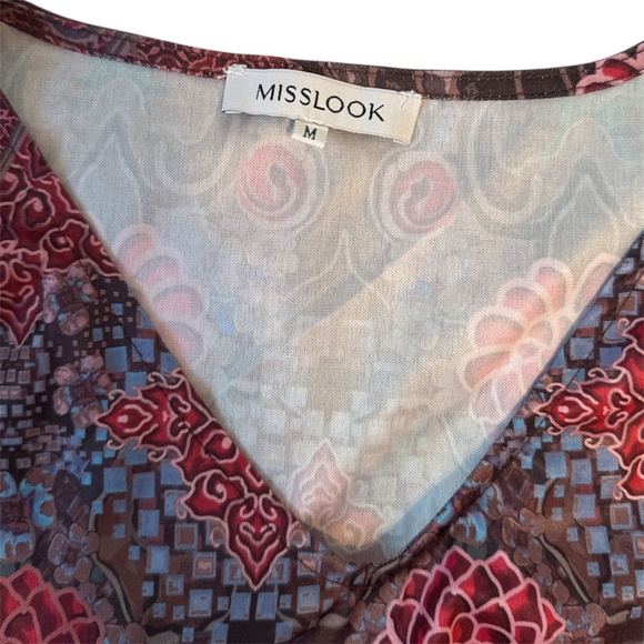 Miss Look Junior Medium Colorful V-Neck Midi Dress - Picture 3 of 4